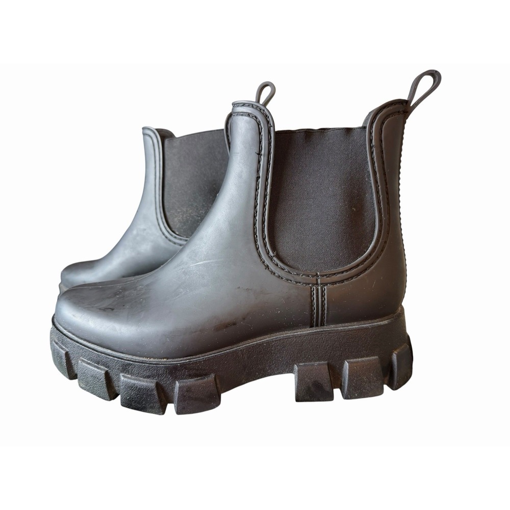 Jeffrey Campbell Women's Cloudy Waterproof Chelsea Rain Boot Size 10M Black